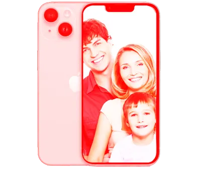 Una imagen de un teléfono movil con una familia sonriente como fondo de pantalla