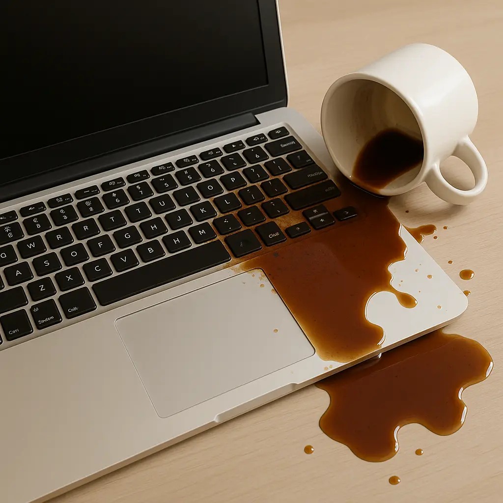 Reparación de daños por vertido de líquidos en ordenador portatil