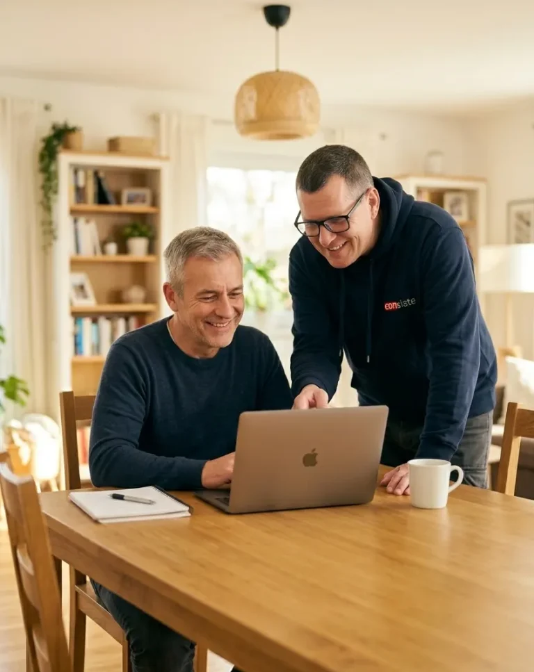 asesoramiento informático a domicilio en Boadilla del Monte ayudando a un cliente con su ordenador
