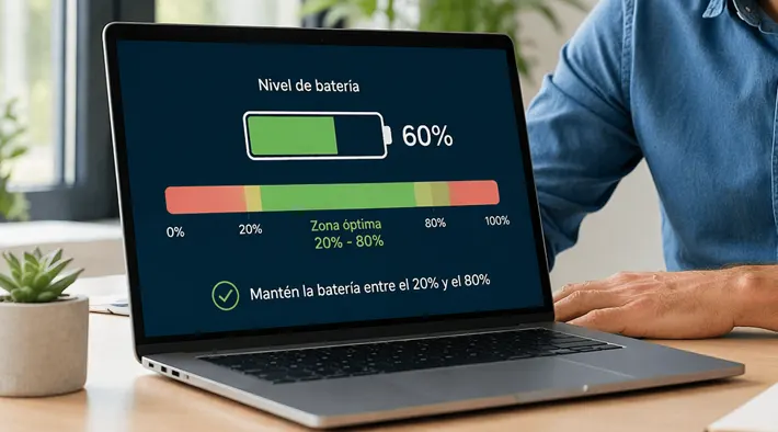 uso correcto de batería de portátil entre el 20 y el 80 por ciento