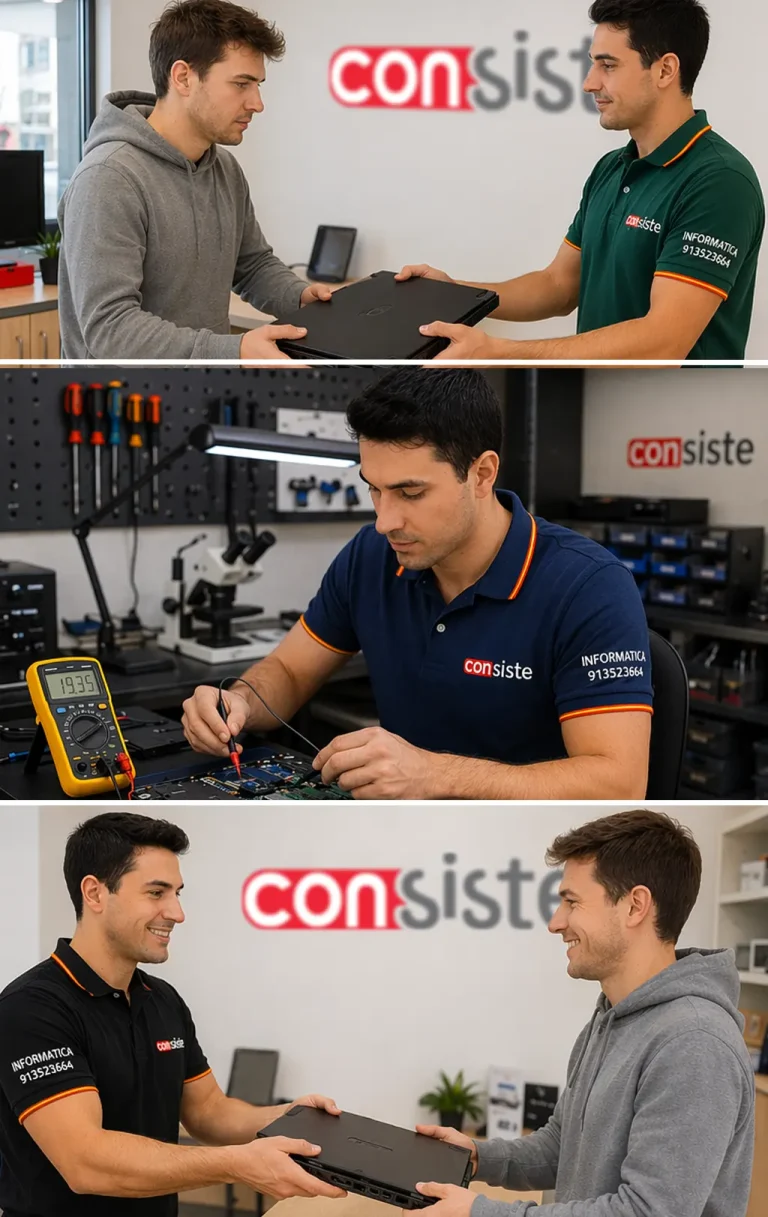 Proceso de reparación de ordenador desde la entrega hasta la devolución al cliente en Boadilla del Monte
